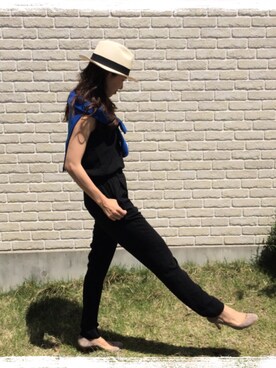 「hat」｜「アイテム（サロペット/オーバーオール）」を使った、かほさん（レディース・159cm）の夏コーディネート