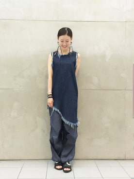 「アイテム（イヤリング）」を使った、たてやんさん（レディース・168cm）の夏コーディネート