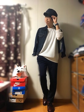 「アイテム（キャスケット）」を使った、はらぺこ たける。さん（メンズ・169cm・10代）の秋コーディネート