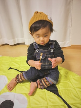 「SHIPS（シップス）のアイテム（オールインワン・サロペット）」を使った、shota*さん（キッズ・70cm）の秋コーディネート