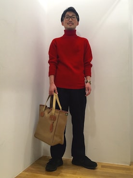 「COMOLI（コモリ）のアイテム（パンツ）」を使った、KANEKOさん（メンズ・166cm）の秋コーディネート