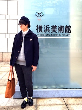 「グラニフ」｜「アイテム（ピーコート）」を使った、Kopenさん（メンズ・171cm）の冬コーディネート