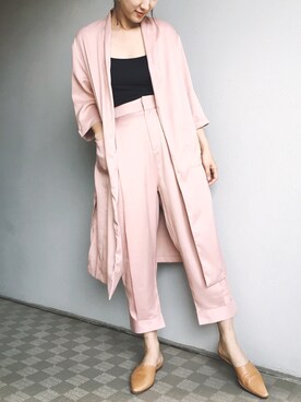 「アイテム（ピーコート、ピンク系）」を使った、senandyumiさん（レディース・169cm）の春コーディネート