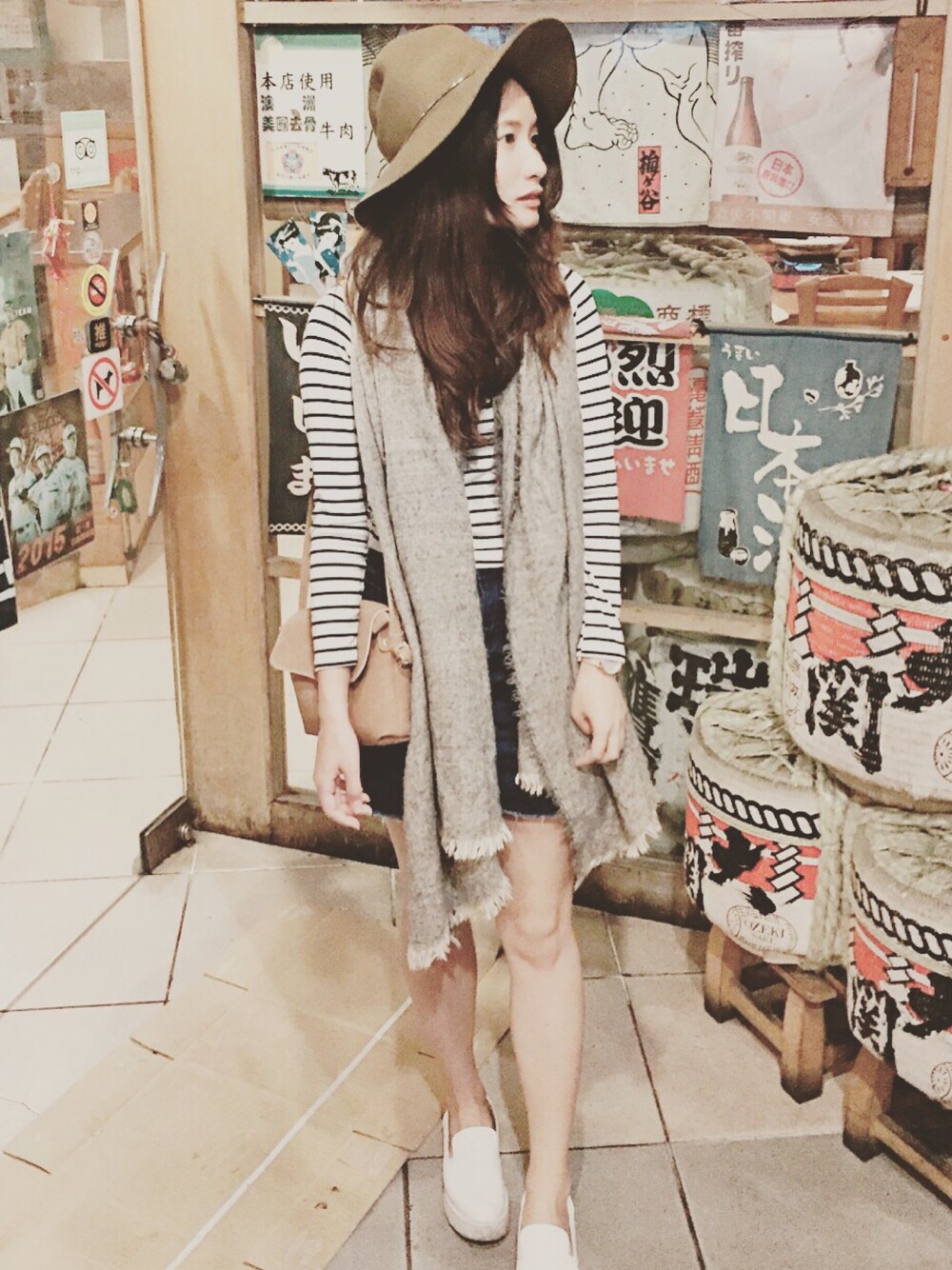 「FOREVER 21のアイテム（帽子、グリーン系）」を使った、Uraniaさん（レディース・160cm）の春コーディネートの1枚目の写真