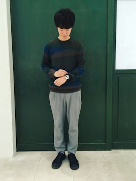 「アイテム（腕時計、ブラウン系）」を使った、NORDICFeeling 新宿店スタッフさん（メンズ・174cm）の秋コーディネート