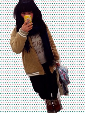 「髪ボサボサ」｜「アイテム（その他アウター）」を使った、R!naさん（レディース・153cm）の春コーディネート