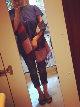 「アイテム（ストール/ショール、その他）」を使った、EUMIさん（レディース・155cm）の夏コーディネート