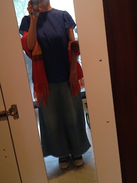 「アイテム（デニムスカート、ブルー系）」を使った、EUMIさん（レディース・155cm）の夏コーディネート