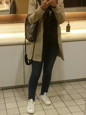 「トレンチ」｜「アイテム（ダウンジャケット/コート）」を使った、Ｅｔｏｓｅさん（レディース・159cm）の秋コーディネート