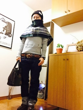 「SEVENDAYS=SUNDAY（セブンデイズサンデイ）のアイテム（ニットキャップ/ビーニー）」を使った、KaOriさん（レディース・150cm）の冬コーディネート