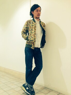 「grn」｜「アイテム（ミリタリージャケット）」を使った、grnさん（メンズ・170cm）の春コーディネート