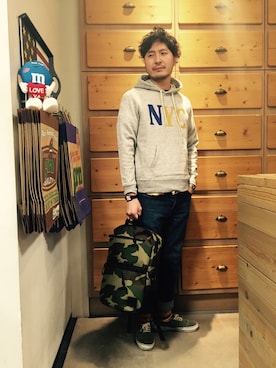 「プルオーバーパーカー」｜grnさん（メンズ・175cm）の春コーディネート