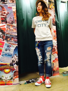 「アイテム（スウェット）」を使った、grnさん（レディース・160cm・10代）の春コーディネート