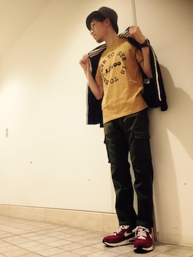 「grn（ジーアールエヌ）のアイテム（トップス）」を使った、grnさん（メンズ・170cm）の春コーディネート