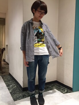 「grn（ジーアールエヌ）のアイテム」を使った、grnさん（レディース・170cm）の春コーディネート