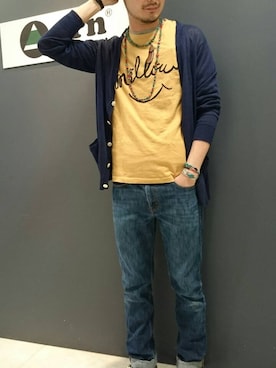 「grn（ジーアールエヌ）のアイテム」を使った、grnさん（メンズ・180cm）の春コーディネート