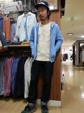 「grn（ジーアールエヌ）のアイテム（トップス）」を使った、grnさん（メンズ・165cm）の春コーディネート