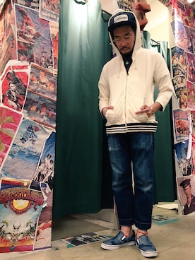 「grn（ジーアールエヌ）のアイテム（トップス）」を使った、grnさん（メンズ・165cm）の春コーディネート