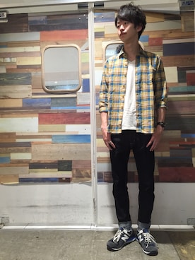 「grn（ジーアールエヌ）のアイテム（トップス）」を使った、grnさん（メンズ・174cm）の春コーディネート