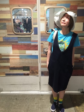 「おでかけ」｜「アイテム（帽子）」を使った、grnさん（レディース・153cm）の春コーディネート