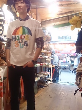 「grn（ジーアールエヌ）のアイテム」を使った、grnさん（メンズ・180cm）の春コーディネート