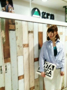 「grn（ジーアールエヌ）のアイテム」を使った、grnさん（レディース・155cm）の春コーディネート