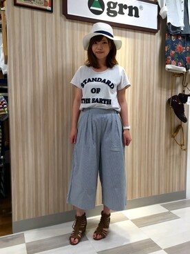 「grn（ジーアールエヌ）のアイテム」を使った、grnさん（レディース・160cm）の夏コーディネート