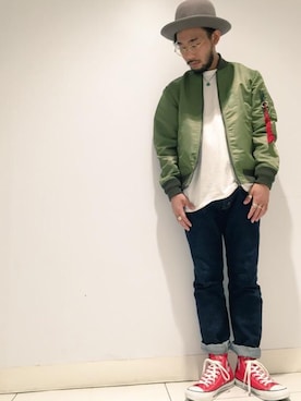 「grn」｜「アイテム（ミリタリージャケット）」を使った、grnさん（メンズ・170cm）の秋コーディネート