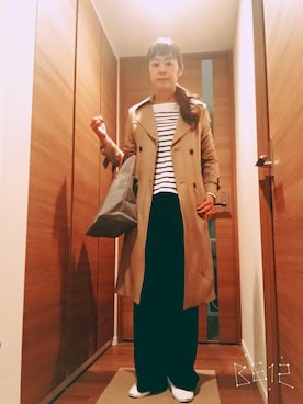 「Mila Owen」｜「アイテム（トレンチコート）」を使った、ミキさん（レディース・162cm）の秋コーディネート