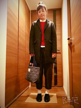 「Traditional Weatherwear」｜「アイテム（チェスターコート）」を使った、ミキさん（レディース・162cm）の秋コーディネート
