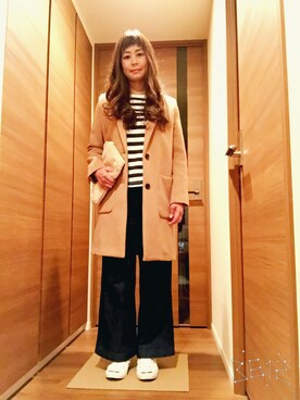 「MUJI」｜「アイテム（チェスターコート）」を使った、ミキさん（レディース・162cm）の冬コーディネート