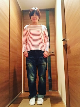「UNIQLO Tシャツ」｜ミキさん（レディース・162cm）の秋コーディネート