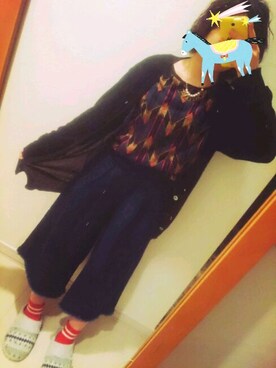 「靴下屋（クツシタヤ）のアイテム（ソックス/靴下、レッド系）」を使った、sakulaさん（レディース・146cm）の春コーディネート