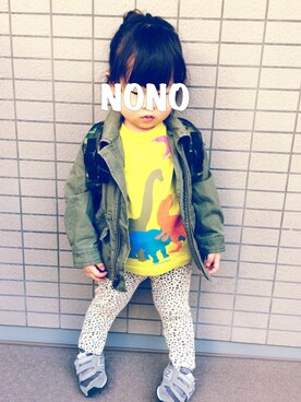 「アイテム（ミリタリージャケット）」を使った、NONOさん（キッズ・100cm）の春コーディネート
