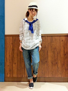 「LBC（エルビーシー）のアイテム（帽子）」を使った、MANOさん（メンズ・156cm）の春コーディネート