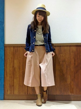 「LBC（エルビーシー）のアイテム（デニムジャケット）」を使った、MANOさん（レディース・156cm）の冬コーディネート
