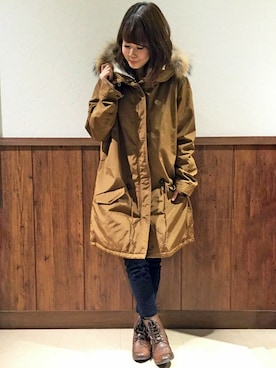 「LBC（エルビーシー）のアイテム（モッズコート）」を使った、MANOさん（レディース・156cm）の冬コーディネート