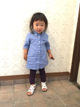 「アイテム（シャツワンピース）」を使った、はぎちむさん（キッズ・90cm）の春コーディネート