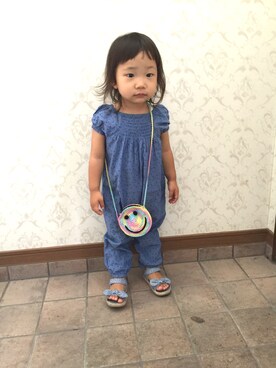 「ニコちゃん」｜「アイテム（オールインワン・サロペット）」を使った、はぎちむさん（キッズ・90cm）の春コーディネート