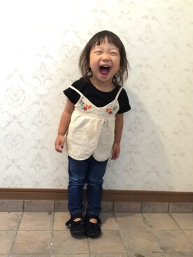 「アイテム（キャミソール、ベージュ系）」を使った、はぎちむさん（キッズ・90cm）の夏コーディネート