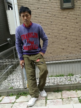 「ボヘミアンズ」｜「アイテム（スウェット）」を使った、NONさん（メンズ・168cm）の冬コーディネート