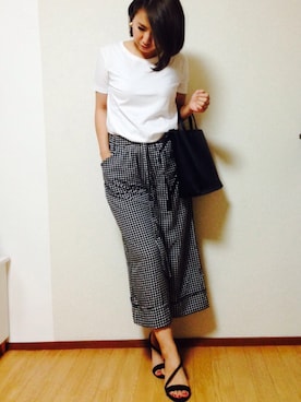 「ZARA（ザラ）のアイテム（その他パンツ、ブラック系）」を使った、sat(*☻-☻*)さん（レディース）の春コーディネート