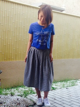 「fifth（フィフス）のアイテム（スカート、グレー系）」を使った、sat(*☻-☻*)さん（レディース）の夏コーディネート