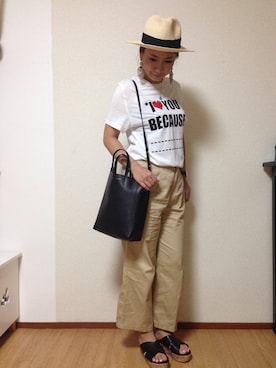 「fifth（フィフス）のアイテム（ハット、ベージュ系）」を使った、sat(*☻-☻*)さん（レディース）の夏コーディネート
