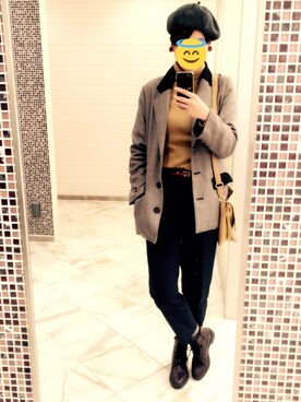 「HusHusH（ハッシュアッシュ）のアイテム（ショルダーバッグ、イエロー系）」を使った、あこさん（レディース・164cm）の秋コーディネート