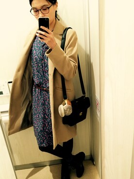 「BABYLONE（バビロン）のアイテム（チェスターコート、ブラウン系）」を使った、あこさん（レディース・164cm）の秋コーディネート