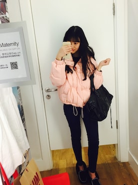 「STYLENANDA（スタイルナンダ）のアイテム（ダウンジャケット/コート）」を使った、鱼长不长啊さん（レディース・163cm）の春コーディネート