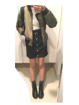「ラフスタイル」｜「アイテム（MA-1）」を使った、nonokaさん（レディース・163cm）の冬コーディネート
