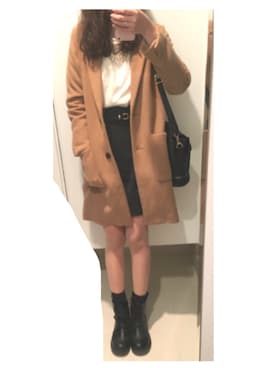 「CASIO」｜「アイテム（チェスターコート）」を使った、nonokaさん（レディース・163cm）の冬コーディネート