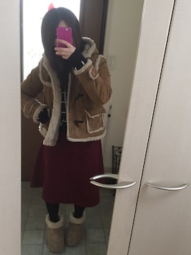 「しまむら（シマムラ）のアイテム（ムートンコート）」を使った、asasさん（レディース・150cm）の冬コーディネート